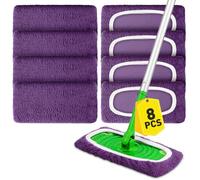 Microfiber Mop Pads,8Pcs Purple Reusable Mop Pads Compatible with Swiffer Sweeper,Dry Flat mop Cover & Washable Wet Pads Refill for Floor Cleaning