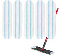 Microfiber Mop Pads Replacement, 5 Pack Washable and Reusable Flat Mop Refills for Hard Floor Cleaning and Easy to Replace, Mop Head Replacement Compatible with Vileda H2prO / O-Cedar H2prO