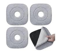 Microfiber Mop Refills - 4 Pack Square Brush Pads, Absorbent And Reusable, Easy Attach Design | Wet Dry Floor Cleaner For Hardwood, Tile, Laminate, Kitchen, Bathroom, Room Cleaning, Housekeeping