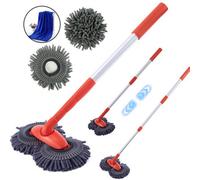 Microfiber Mop Wash Kit Telescopic Car Cleaning Brush With 4 Replacent Header