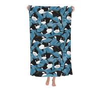 Microfiber Oversized Beach Towel, Lightweight Quick Dry Sandproof Towels 52”x32” for Swim Pool Yoga Gym Camping, Beach Essentials Accessories Vacation Gift (Killer Whale, 52”x32”)