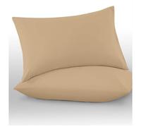 Microfiber Pillow Cases 2 Pack - Plain Dyed Housewife Pillowcases - Beige - (74x48 cm)