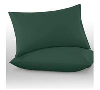 Microfiber Pillow Cases 2 Pack - Plain Dyed Housewife Pillowcases - Dark Green - (74x48 cm)