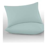 Microfiber Pillow Cases 2 Pack - Plain Dyed Housewife Pillowcases - Duck Egg - (48x73 cm)