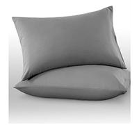 Microfiber Pillow Cases 2 Pack - Plain Dyed Housewife Pillowcases - Grey - (74x48 cm)