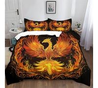Microfiber Quilt Yellow Duvet Cover Set with Zipper Closure and Corner Ties Bedding Duvet Covers Phoenix rising from ashes theme Single Size, 2 Pillow cases (20" x 30")