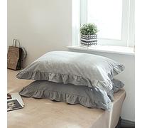 Microfiber Ruffle Pillow Cases - Standard Washed Cotton Solid Color Pillowcase Soft Breathable Wrinkle-Free Fade-Resistant Envelope Closure for Bedroom Hotel Dorm (#2,48x74cm(2pcs))