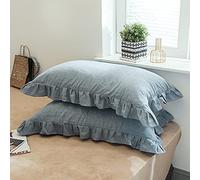 Microfiber Ruffle Pillow Cases - Standard Washed Cotton Solid Color Pillowcase Soft Breathable Wrinkle-Free Fade-Resistant Envelope Closure for Bedroom Hotel Dorm (#4,48x74cm(1pcs))