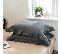 Microfiber Ruffle Pillow Cases - Standard Washed Cotton Solid Color Pillowcase Soft Breathable Wrinkle-Free Fade-Resistant Envelope Closure for Bedroom Hotel Dorm (#3,48x74cm(2pcs))