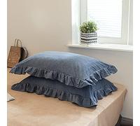 Microfiber Ruffle Pillow Cases - Standard Washed Cotton Solid Color Pillowcase Soft Breathable Wrinkle-Free Fade-Resistant Envelope Closure for Bedroom Hotel Dorm (#5,48x74cm(2pcs))