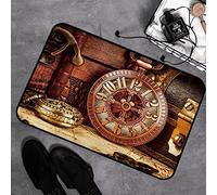 Microfiber Soft Bath Mat 40x60cm,Antique Old Style Pocket Watch Chain Clocks Chronometer Hours Antique Image,Non-slip Bathroom Mats Machine-washable, Shower Water Absorbent Bath Rug Durable Floor Mats