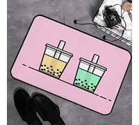 Microfiber Soft Bath Mat 40x60cm,Green Boba Cute Bubble Tea Party Food Drink Kawaii Pink Beverage Happy Cock,Non-slip Bathroom Mats Machine-washable, Shower Water Absorbent Bath Rug Durable Floor Mats