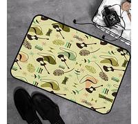 Microfiber Soft Bath Mat 40x60cm,Red 1950S Retro Bark Guitars Pattern Yellow Atomic Modern Music 1960S 1970S,Non-slip Bathroom Mats Machine-washable, Shower Water Absorbent Bath Rug Durable Floor Mats