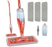 Microfiber Spray Mop for Floor Cleaning - IOPRETTY Wet Dry Hardwood Floor Mops with 3 Washable Pads for Swiffer Powermop - Flat Mop with Sprayer for Tile Wood Laminate Vinyl Marble Kitchen - Red