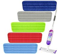 Microfiber Spray Mop Pads Replacement 15.7 x 5.1 inch, TRAV-ROUND Reusable Washable Dry Wet Floor Mop Pads Refills Replacement Heads for Home Kitchen Commercial Floor Cleaning - 5 Pack