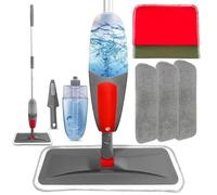 Microfiber Spray Mops for Cleaning Floor - Hardwood Floor Mop 360°Rotatable 3x Reusable Pads, 550ML Refillable Bottle, 1 Scrubber & 2 Reusable Cotton Towels- Wet Dry Dust Mop for Laminate, Tile, Wood