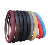 Microfiber Steering Wheel Cover Car Steering Wheel Cover Universal Volant Braid On The Steering-wheel Non-slip Funda Volante Auto(Red)