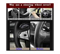 Microfiber Steering Wheel Cover For Bora For Santana For Jetta Mk6 Breathable Artificial Leather Black Steering Wheel Cover(Black Thread)