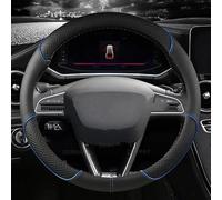 Microfiber Steering Wheel Cover For Seat Tarraco Arona Ateca Ibiza Toledo Mii Leon Arosa Exeo ST FR Car Steering Wheel Cover Microfiber Leather 38cm Non-Slip(O shape Blue)