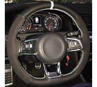 Microfiber Steering Wheel Cover For VW For Golf 7 For GTI For Golf For R MK7 Car Steering Wheel Cover Black Genuine Leather Suede(Style 1)