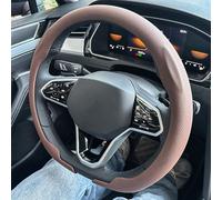 Microfiber Steering Wheel Cover Leather D Cut Auto Steering Wheel Cover Ultra-Thin Breathable Non-Slip Shape Sport Car Protector Accessories(Brown)
