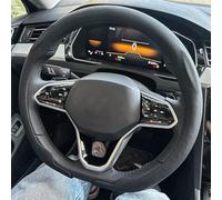 Microfiber Steering Wheel Cover Leather D Cut Auto Steering Wheel Cover Ultra-Thin Breathable Non-Slip Shape Sport Car Protector Accessories(Black)