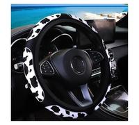 Microfiber Steering Wheel Cover Sunflower Flower Checkered Black And White Fabric Car Without Inner Ring Steering Wheel Cover 14.5-15 Inches Handle Cover(C)