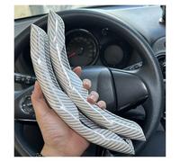 Microfiber Steering Wheel Cover Universal Car Steering Wheel Cover Anti-slip Bright Gloss Carbon Fiber Texture Steering Wheel Decoration Accessories 14.5-15inch(2PCS White)