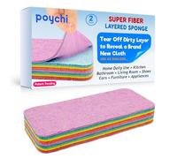 Microfiber Super Fiber Rag, 12 Fiber Layer on 1 Rag, Perfect Cleaning Cloths, Extraordinary Liquid Absorption Ability, Stain Remover, Home Daily Use Sponge, Kitchen, Bathroom, Living Room- (2 Pack)