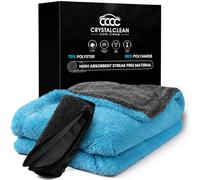 Microfiber towels for cars - 1300GSM X Large size Double twisted loop 2pcs - 70/30 Blend Quick Dry High absorbent Edgeless Streak free - Car drying towel for detailing 24x36″ & 12x12 (Grey+Blue)