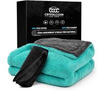 Microfiber towels for cars - 1300GSM X Large size Double twisted loop 2pcs - 70/30 Blend Quick Dry High absorbent Edgeless Streak free - Car drying towel for detailing 24x36″ & 12x12 (Grey+Green)
