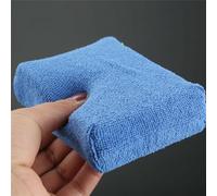 Microfiber Wax Applicator Pad for Car Polishing & Sealant Application - Soft Non-Scratch Sponge with Double-Stitched For Edge, 12 x 8 x 4 cm, Blue (1-P