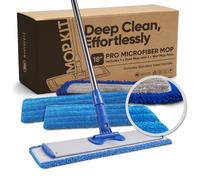 Microfiber Wholesale 18" Professional Microfiber Mop - Hardwood, Laminate, Tile, Vinyl Floors - Blue - Dry & Wet Mop - Washable Pads