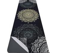 Microfiber Yoga Mat Towel with Corner Pockets - Non Slip, Moisture Wicking, Absorbent, Mandala Pattern, Easy for Travel, Use in Hot Yoga, Bikram, Pilates and Fitness
