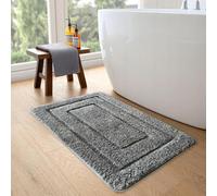 Microfibre Bath Mat for Bathroom, 40x60cm Non Slip Bath Mat, Machine Washable Quick Dry Floor Mats, High Density Soft Microfiber and Water Absorbent Bathroom Rug for Bath, Toilet, Kitchen Grey