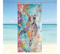 Microfibre Beach Towel 140x70cm, Large Bath Towels Animal, Reusable Soft Quick Dry Towel, Absorbent Beach Towels Sea Turtle - Sand Free, Lightweight for Pool, Gym, Camping, Holiday Essentials 0l-603
