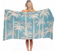 Microfibre Beach Towel 140x70cm, Quick Dry Bath Towel Blue, Reusable Soft Towels, Beach Towels for Adults - Sand Free, Lightweight for Pool, Gym, Camping & Travel, Holiday, Coconut Trees 0a-1824