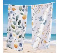 Microfibre Beach Towel 220x100cm 2 Pack, Simple Beach Towel Leaf with Unique Snap, Absorbent, Sand Free, Quick Dry Function Design with Bag for Swimming Pool Bathroom Gym, Summer Women Gifts, Model887