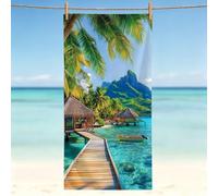 Microfibre Beach Towel 220x100cm, Large Bath Towels Landscape, Reusable Soft Quick Dry Towel, Absorbent Beach Towels Blue - Sand Free, Lightweight for Pool, Gym, Camping, Holiday Essentials 0l-264