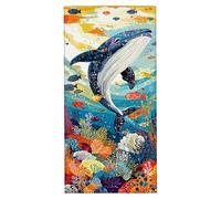 Microfibre Beach Towel 60x120 cm Extra Large Beach Towel Quick Dry Bath Towels with Bag Travel Essentials Lightweight Sand Free Sun Lounger Towels Poncho for Women Men Yoga Swim Sports (Whale) E-80
