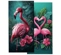 Microfibre Beach Towel 70x140cm 2 Pack, Travel Towel Quick Dry, Sand Free Beach Towels for Adults Holiday Essentials for Women, Lightweight Large Towels for Adults for Gifts for Men (Flamingos) -4559