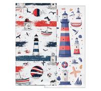 Microfibre Beach Towel 90x180 cm 2 Pack, Travel Towel Quick Dry, Sand Free Beach Towels for Adults Holiday Accessories, Lightweight Extra Large Swimming Towels for Adults, Gifts (Lighthouse) -4965