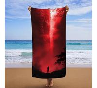Microfibre Beach Towel 90x180cm, Large Beach Towels for Adults, Quick Dry Water Absorption Sand Free Lightweight Bath Towel, Travel Towels for Adults Extra Large, for Travel Pool Yoga Gym (Red) 0-9780