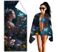 Microfibre Beach Towel Black Beach Towels for Adults 76x152 Extra Large Bath Towels Elf Quick Dry Towel Sand Free, Soft, Lightweight Beachs Accessories for Swimming Yoga Camping Sport Holiday F2-403