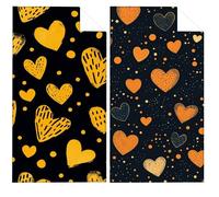 Microfibre Beach Towel Black Beach Towels for Adults 90x200cm Large Bath Towels Heart Microfibre Towel Sand Free, Soft, Quick Dry Lightweight, Ideal for Swimming Beachs Yoga Camping Gym Holiday VQ-907