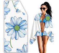 Microfibre Beach Towel Blue Beach Towels for Adults 90x180cm Extra Large Bath Towels Daisy Quick Dry Towel Sand Free, Soft, Lightweight Beachs Accessories for Swimming Yoga Camping Gym Sport F2-385