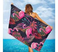 Microfibre Beach Towel Extra Large 100 X 200 Cm, 3D Tropical Plant Flamingo Lightweight Beach Towels For Adults, Super Absorbent, Quick Dry, Sand Free, For Travel, Swimming, Holiday -2A2Q