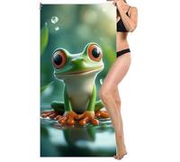 Microfibre Beach Towel Extra Large 100x220cm, Kids Beach Towel, Light and Free, Sand Free, Compact, Super Absorbent Quick Drying Towels for Travel Beaches, Wild Swimming Accessories, Gym (Frog) L-835