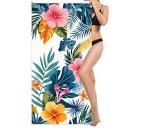 Microfibre Beach Towel Extra Large 100x220cm, Kids Beach Towel, Light and Free, Sand Free, Compact, Super Absorbent Quick Drying Towels for Travel Beaches, Wild Swimming, Gym (Tropical Plants) L-882