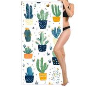 Microfibre Beach Towel Extra Large 70x140cm, Kids Beach Towel, Light and Free, Sand Free, Compact, Super Absorbent Quick Drying Towels for Travel Beaches, Wild Swimming Accessories, Gym (Cactus) L-859